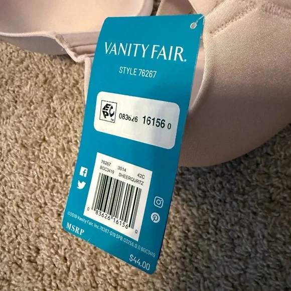 NWT Vanity Fair | Beauty Back Extended Side Back Smoother Quartz Pink Bra | 42C - Picture 8 of 9